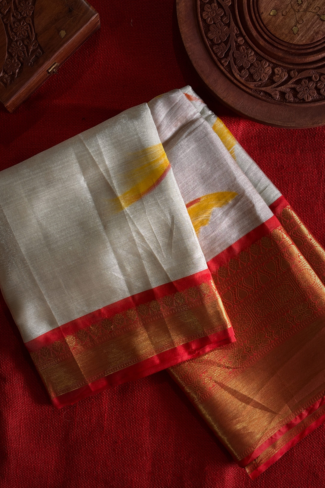 Banarasi Tissue Silk White Red