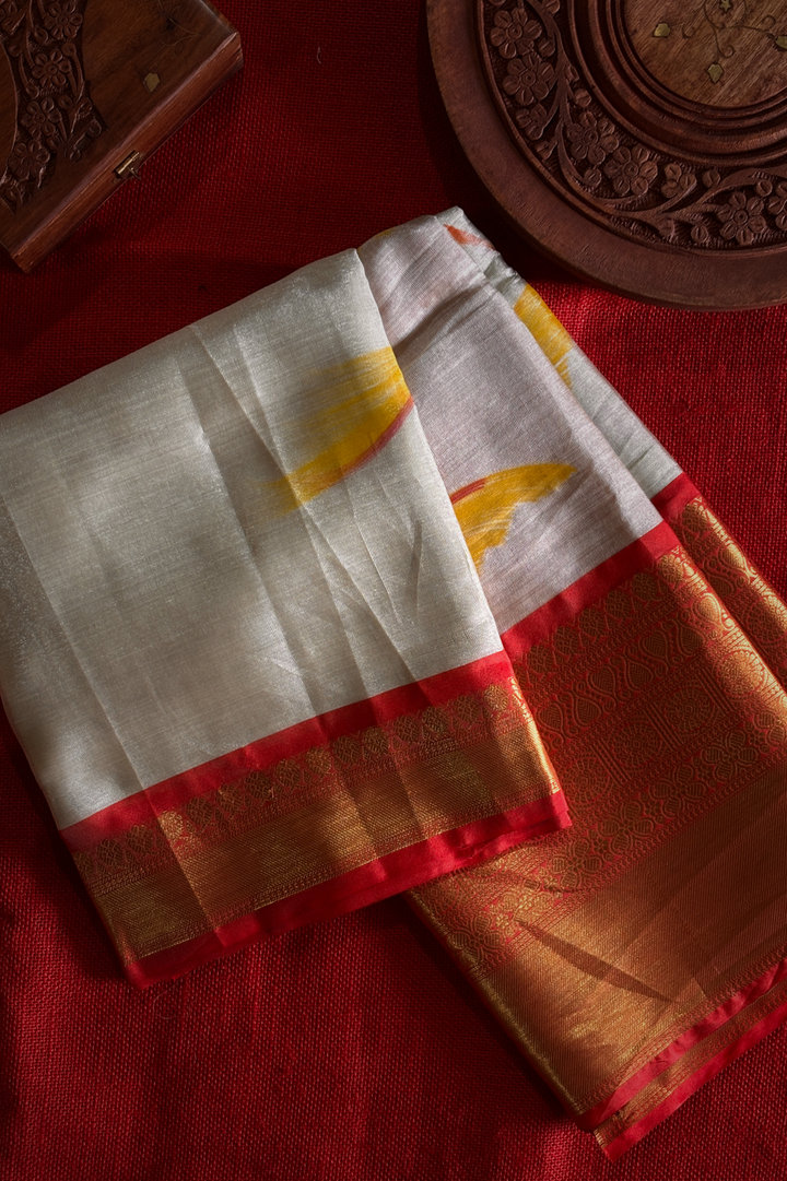 Banarasi Tissue Silk White Red