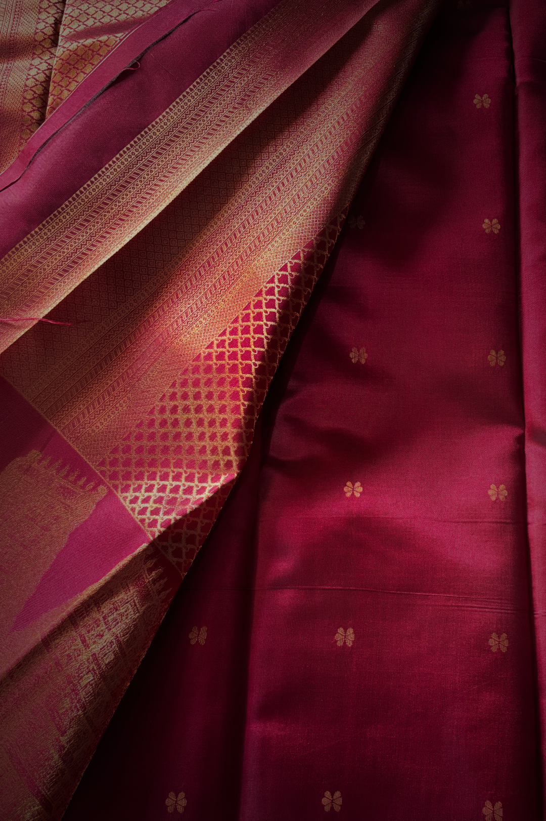 Gopuram Semi Soft Silk Ice Blue Red
