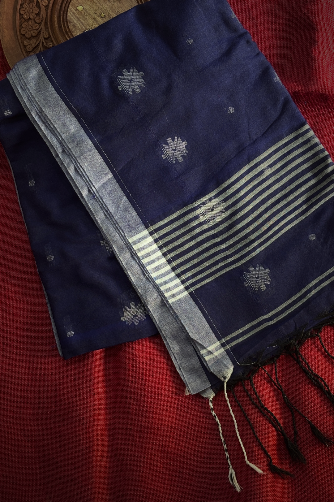 Kadhi Cotton Navy Blue Saree