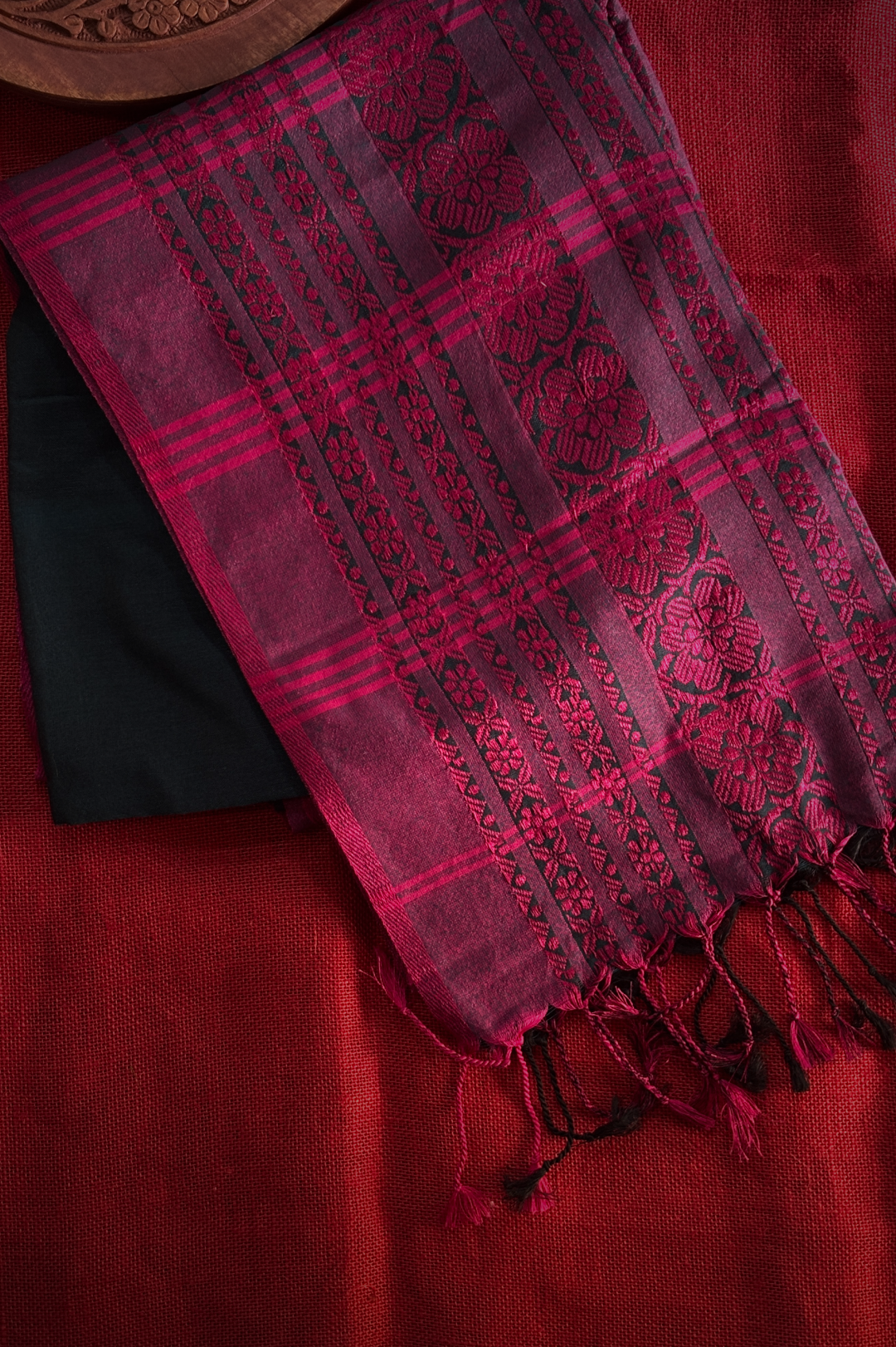 Kadhi Long Border Black & Pink Saree