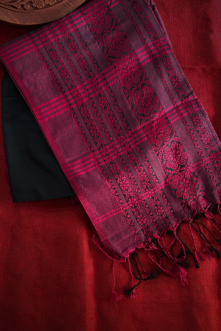 Kadhi Long Border Black & Pink Saree