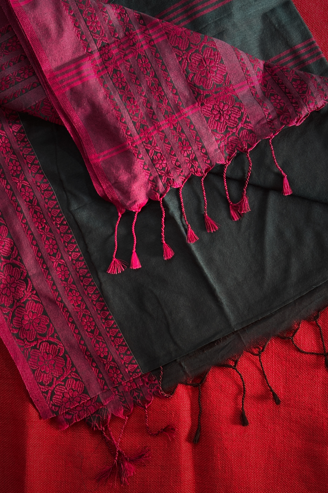 Kadhi Long Border Black & Pink Saree