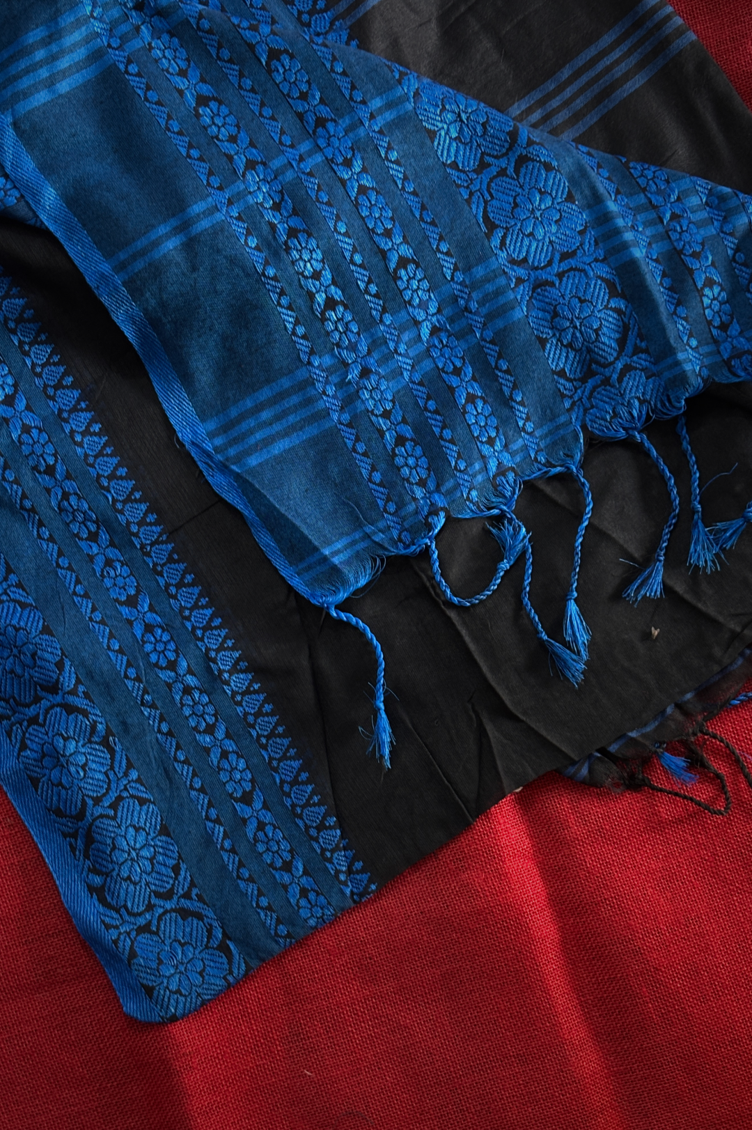 Kadhi Long Border Blue & Black Saree
