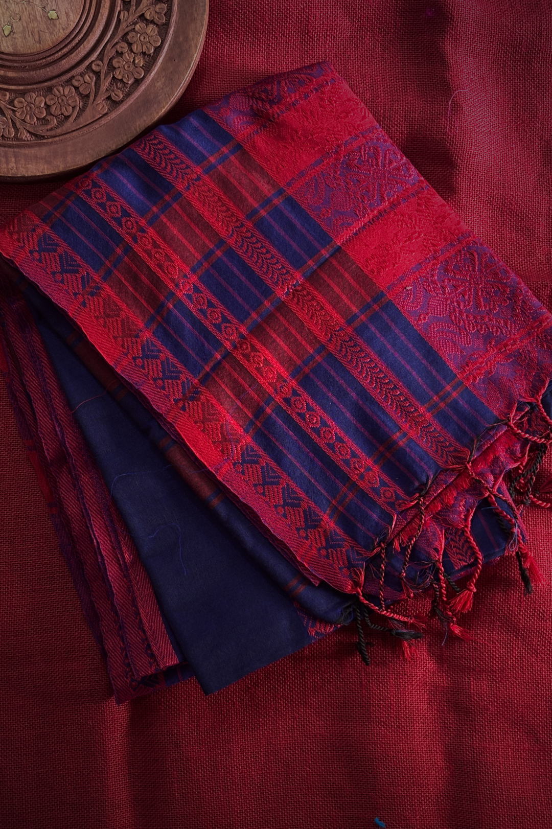 Kadhi Long Border Blue & Pink Saree