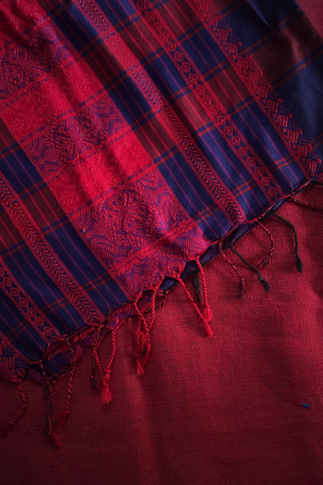 Kadhi Long Border Blue & Pink Saree