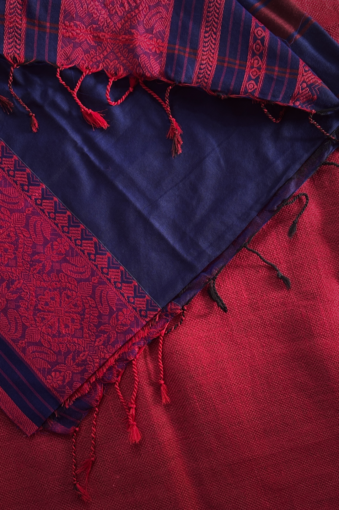 Kadhi Long Border Blue & Pink Saree