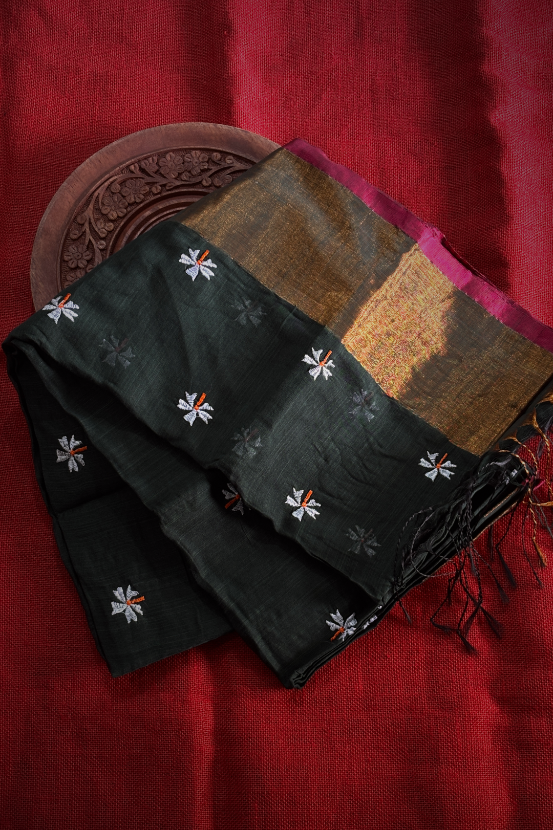 Pavazhamalli Dark Green Saree