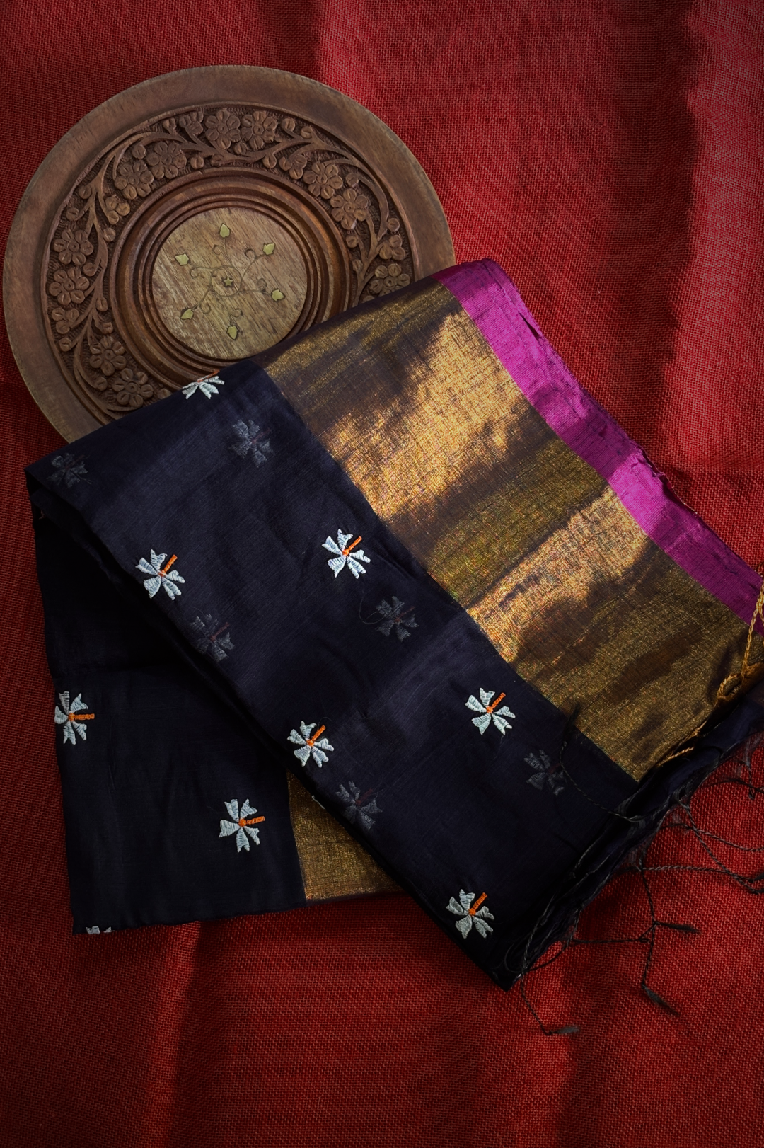 Pavazhamalli Navy Blue Saree
